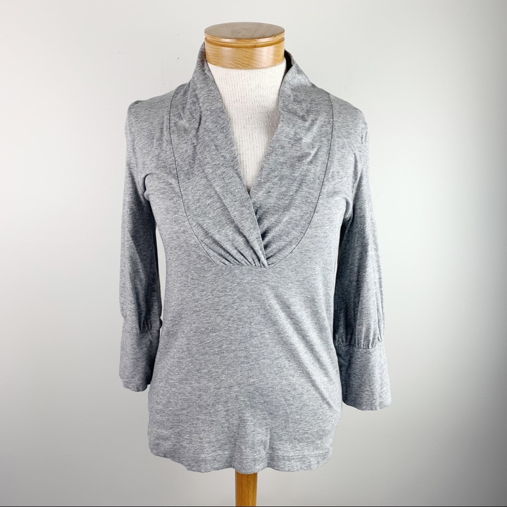 Theory Shawl Collar 3/4 sleeve Jersey Top heather